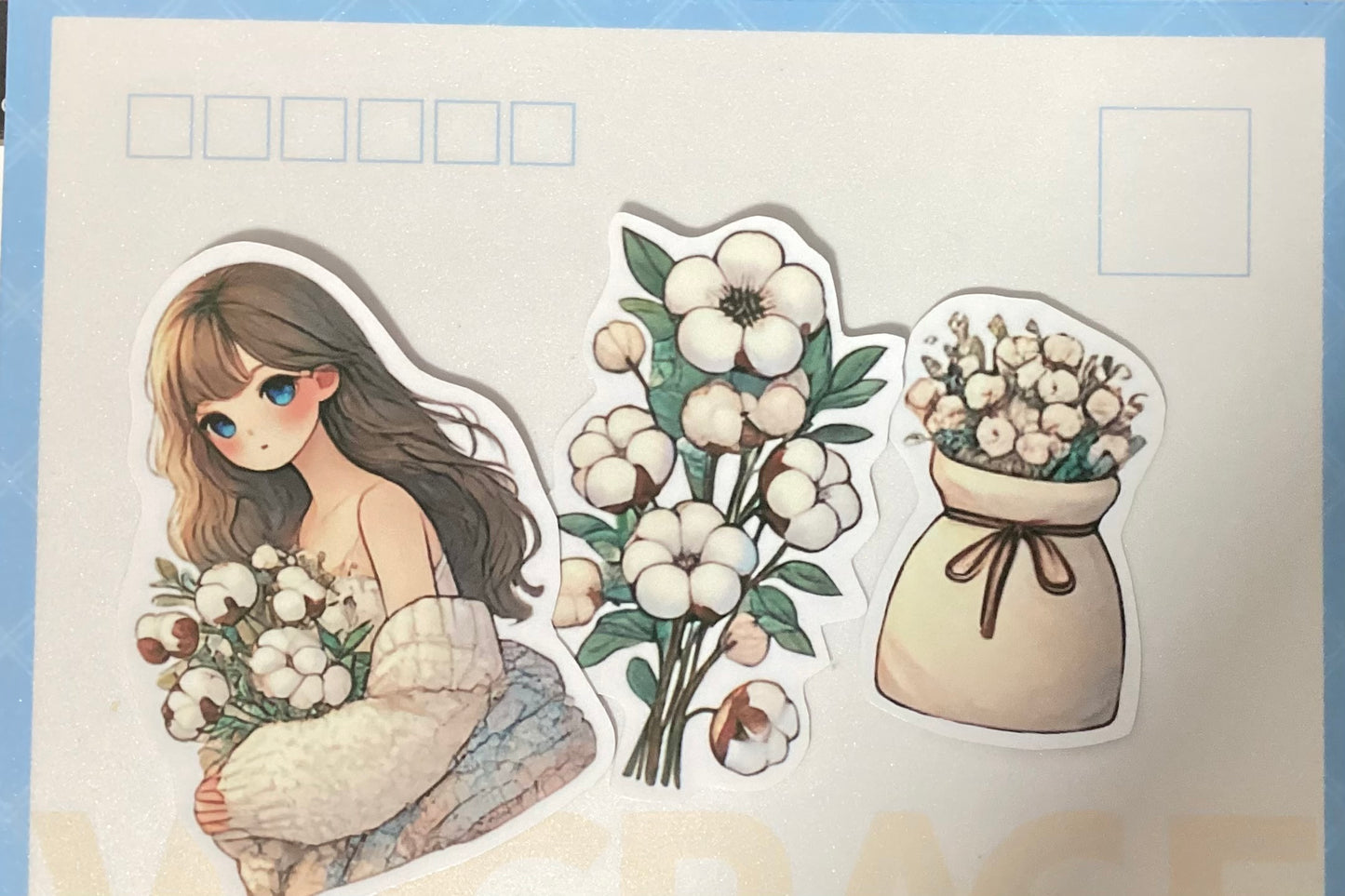 Cotton Flower Girl Stickers Set