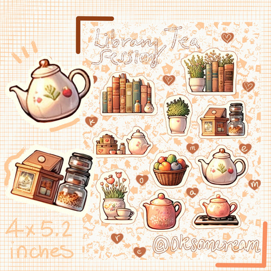 Library Tea Time Sticker Sheet