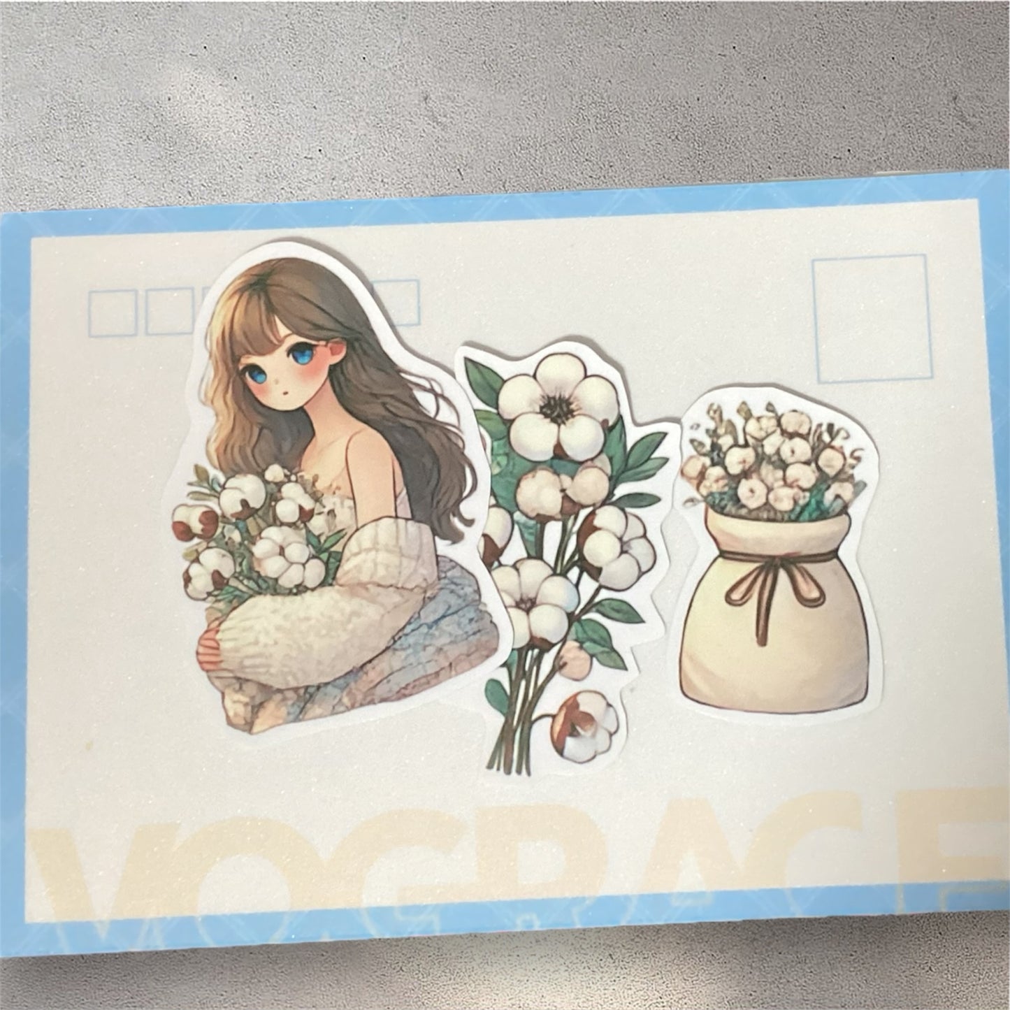 Cotton Flower Girl Stickers Set