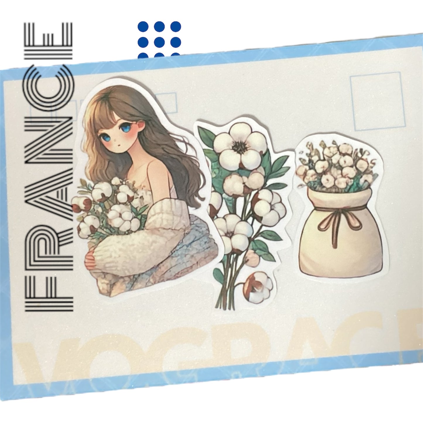 Cotton Flower Girl Stickers Set