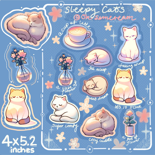 Sleepy Cat Sticker Sheet